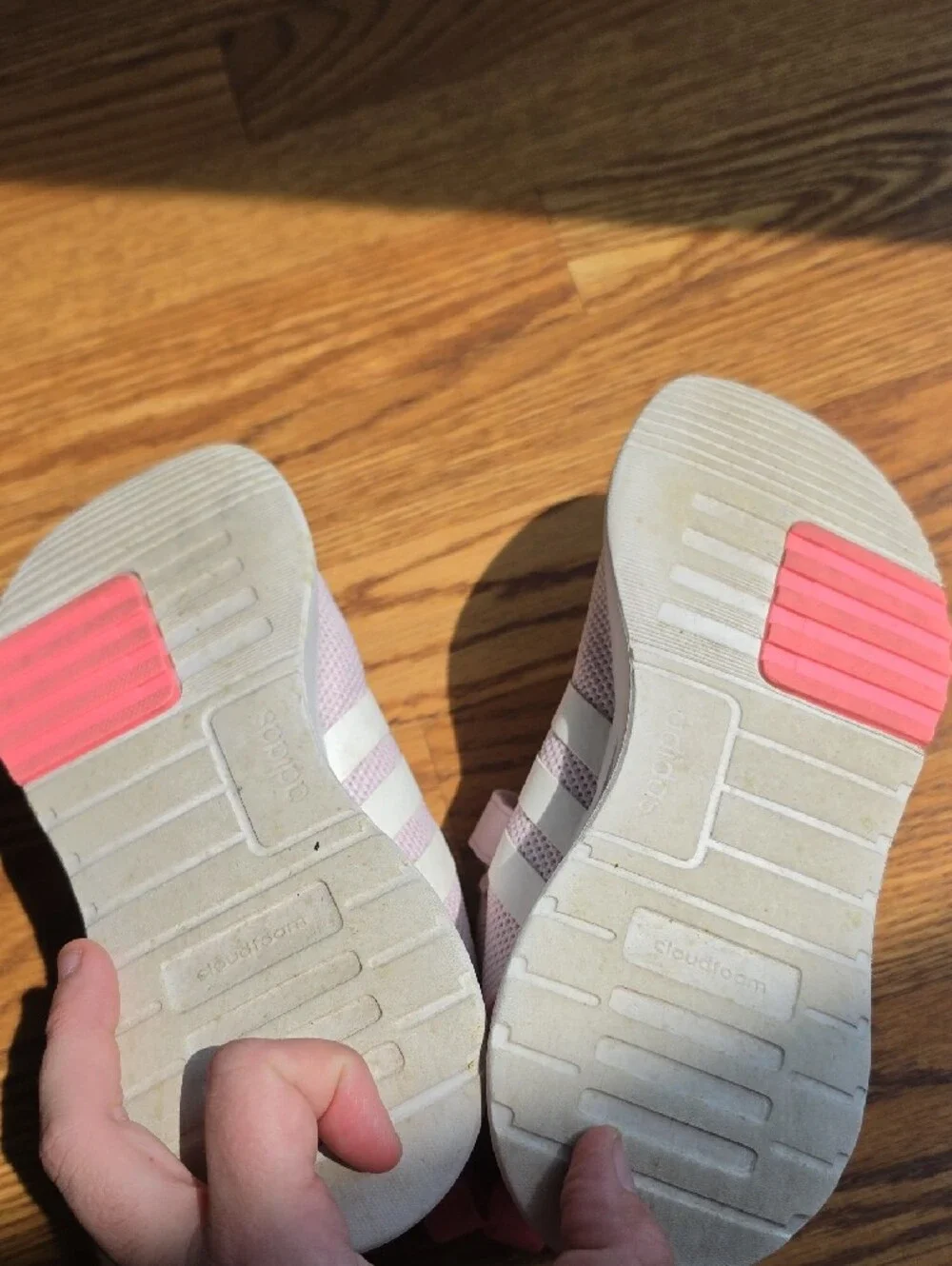 Adidas Kids Light Pink and White Slip-On Sneakers